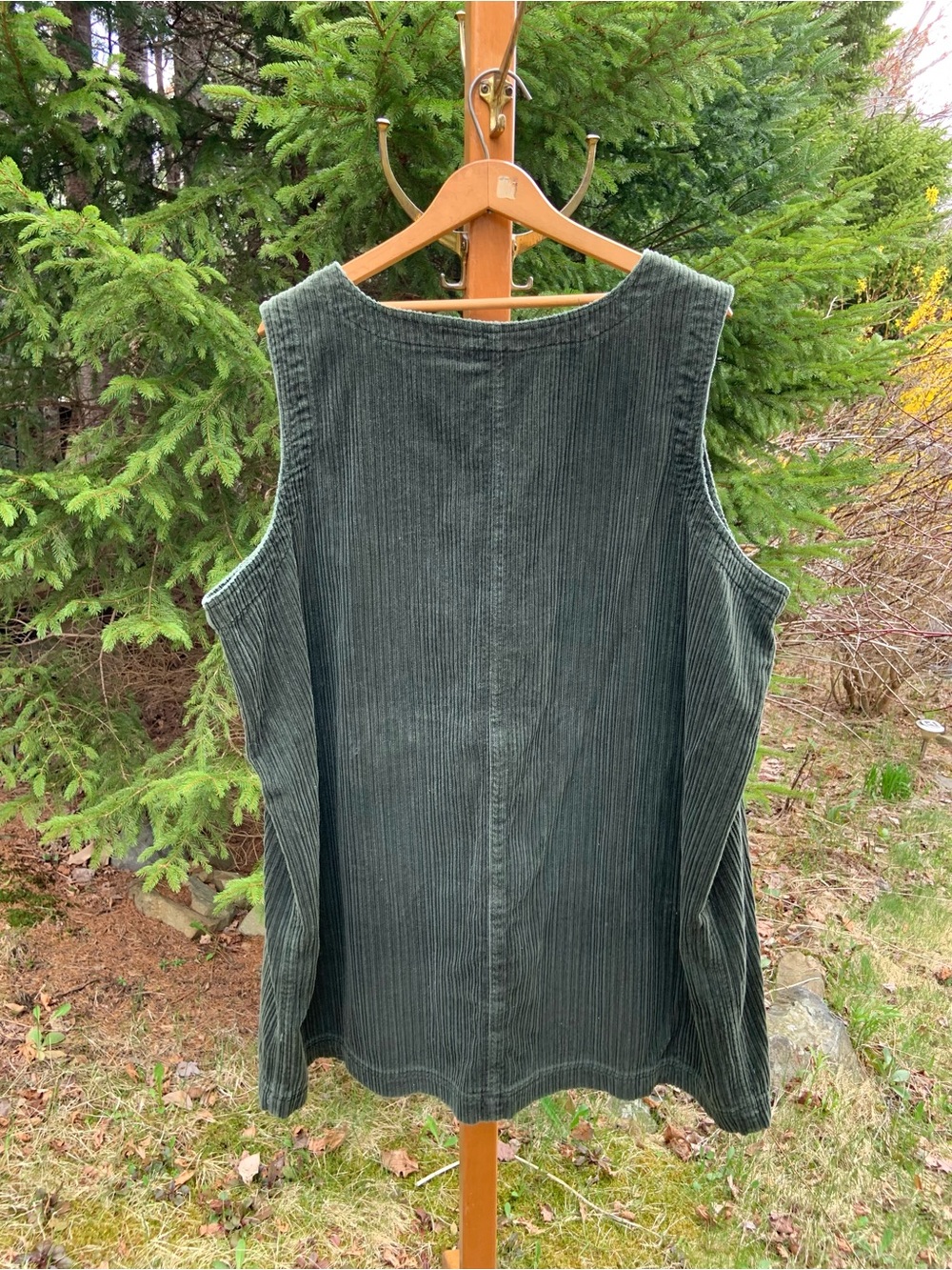 Vintage Cotton Ginny Plus Size Green Corduroy Midi/Mini Dress - Size 3X - Picture 2 of 5